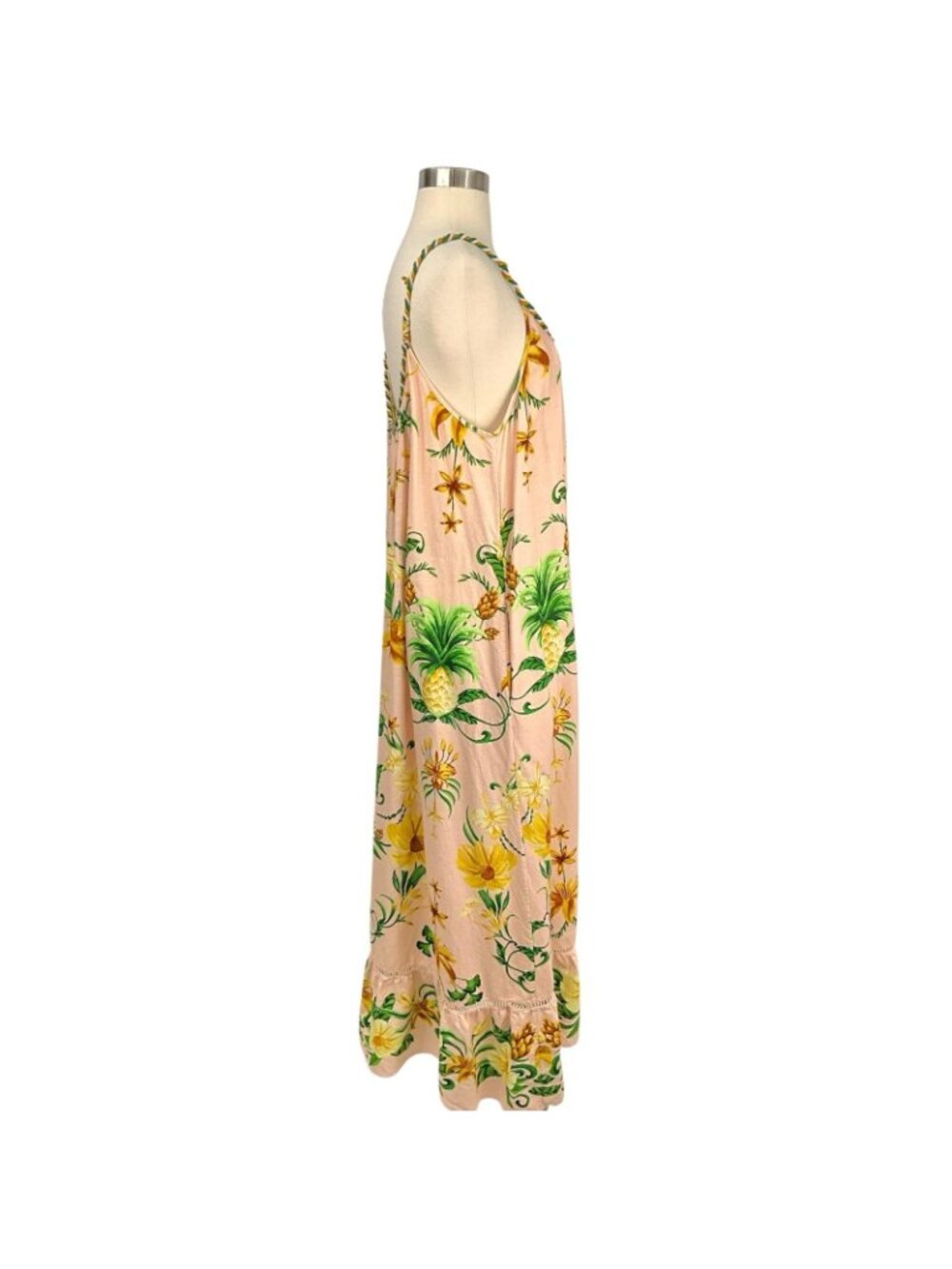 FARM Rio Pink Botanical Beauty Lenzing Ecovero Euroflax Maxi Dress Womens M READ - Picture 8 of 16